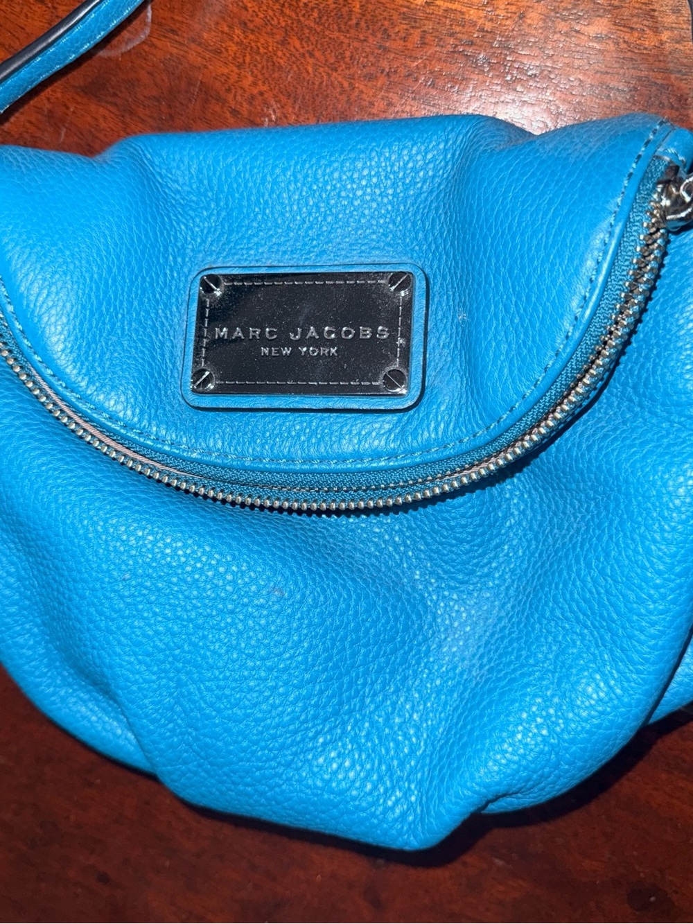 Marc Jacobs Bright Blue Pebbled Leather Crossbody Bag